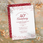 40e Jubileum van het huwelijk Ruby Hearts Confetti Kaart<br><div class="desc">Met delicate ruby-liefde harten confetti. Geef je een persoonlijk tintje met je speciale 40-jarige ruby-informatie in een chic lettering. Ontworpen door: Thisnotme©</div>