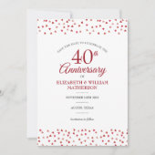 40e Jubileum van het huwelijk Ruby Love Hearts Save The Date (Voorkant)