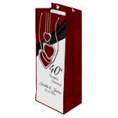 40e Jubileum van het Ruby Wedding - Wijn Cadeautas (Achterkant Gekanteld)