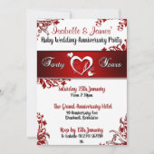 40e Jubileum van rode en witte flora Kaart (Voorkant)