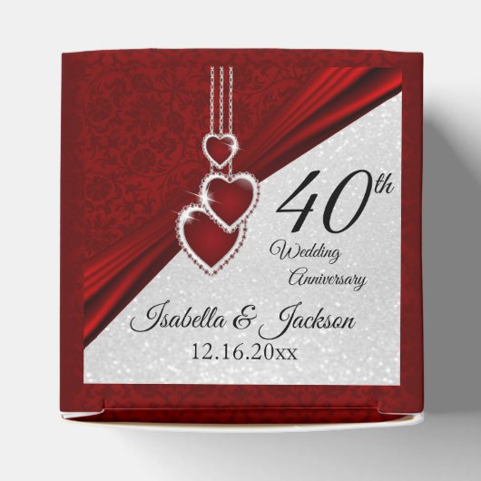 40e Jubileum van Ruby Red en White Bedankdoosjes (Bovenkant)