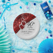 40e Jubileum van Ruby Red en White Papieren Bordje (Feest)
