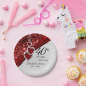 40e Jubileum van Ruby Red en White Papieren Bordje (Feest)