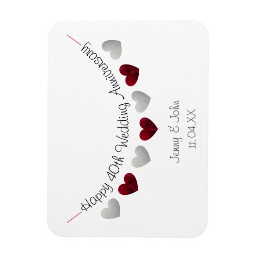 40e Jubileum van Ruby Wedding Magneet (Verticaal)