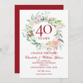 40e Jubileum Verander de Datum Rozen Garland Kaart (Voorkant / Achterkant)