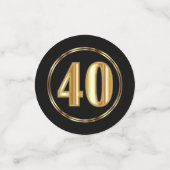 40e Jubileum / Verjaardag - Zwart en Goud Confetti (Kleine voorkant)