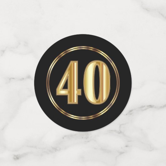 40e Jubileum / Verjaardag - Zwart en Goud Confetti (Kleine voorkant)