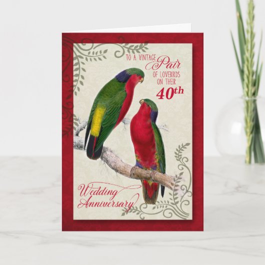 40e Jubileum Vintage Loriket Parrots Kaart (Voorkant)