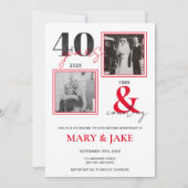 40e Jubileum voor bruiloft Dan en nu 40 jaar Kaart (Voorkant)