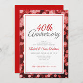 40e Jubileum voor bruiloft | Elegant Red Bokeh Kaart (Voorkant / Achterkant)