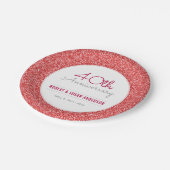40e Jubileum voor bruiloft Faux Red Glitter Papieren Bordje (Gekanteld)