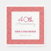 40e Jubileum voor bruiloft Faux Red Glitter Servetten (Voorkant)