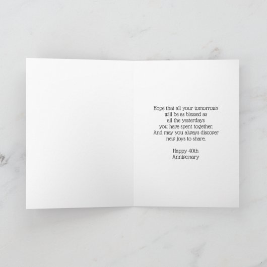 40e Jubileum voor bruiloft Kaart (Binnen)