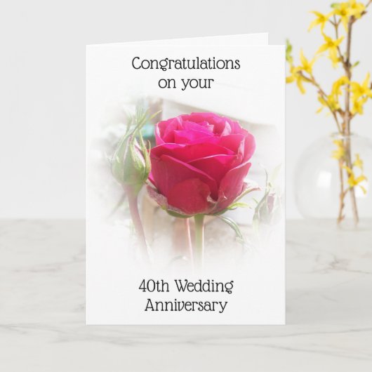 40e Jubileum voor bruiloft Kaart (Gele Bloem)