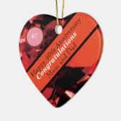 40e Jubileum voor bruiloft Ruby-keramisch Ornament (Links)