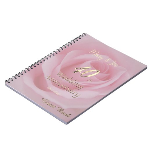 40e Jubileum voor weddenschappen Roze Roze Roos Notitieboek (Linkerzijde)