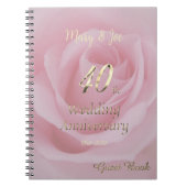 40e Jubileum voor weddenschappen Roze Roze Roos Notitieboek (Voorkant)
