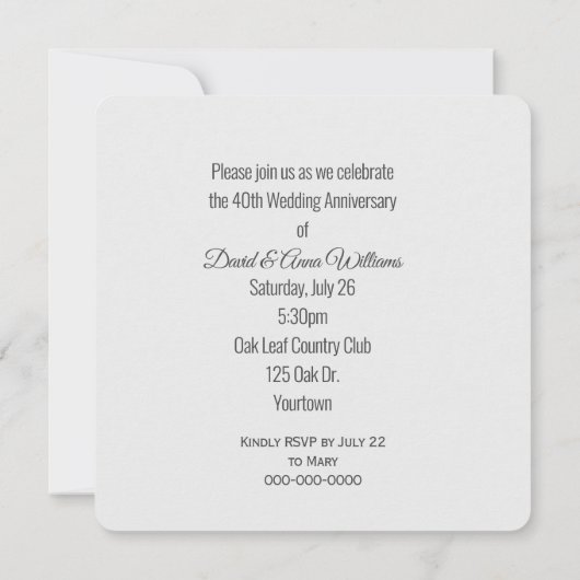 40e Jubileum Waterverf krans Kaart (Achterkant)