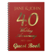 40e Jubileum-weddenschap Gastboek Gold Ruby Notitieboek (Voorkant)