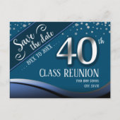 40e klas reünie elegant blauw aankondigingskaart (Voorkant)
