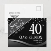 40e klas reünie Elegant zwart Aankondigingskaart (Voorkant / Achterkant)