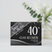 40e klas reünie Elegant zwart Aankondigingskaart (Staand voorkant)