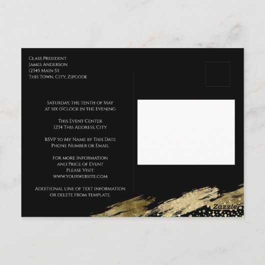 40e klas Reunion Black en Gold Elegant Briefkaart (Achterkant)