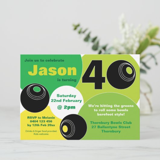 40e Lawn Bowls Barefoot Bowling Verjaardag Kaart (Staand voorkant)