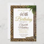 40e luipaard printpalm Wild Birthday Kaart (Voorkant)
