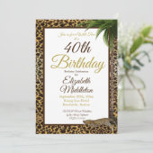 40e luipaard printpalm Wild Birthday Kaart (Staand voorkant)