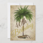 40e luipaard printpalm Wild Birthday Kaart (Achterkant)