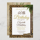 40e luipaard printpalm Wild Birthday Kaart (Voorkant / Achterkant)