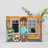 40e Mannen Birthday Bad Boy Funny Face Cut-out Kaart (Staand voorkant)