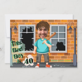 40e Mannen Birthday Bad Boy Funny Face Cut-out Kaart