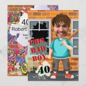 40e Mannen Birthday Bad Boy Funny Face Cut-out Kaart (Voorkant / Achterkant)