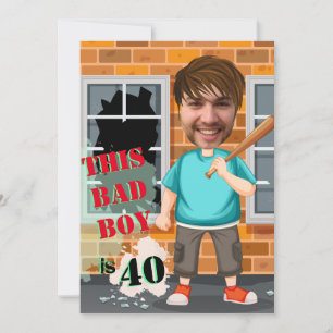 40e Mannen Birthday Bad Boy Funny Face Cut-out Kaart