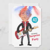 40e Mannen Rockstar 🎸 Funky Verjaardagsgitaar Kaart (Voorkant)