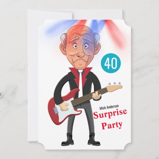 40e Mannen Rockstar 🎸 Funky Verjaardagsgitaar Kaart (Voorkant)