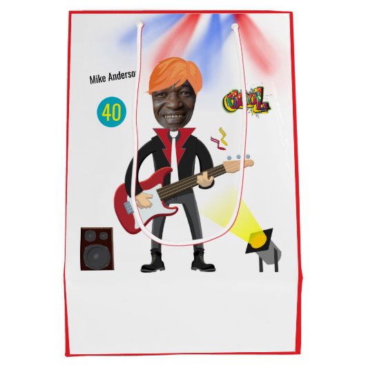 40e Mannen Rockstar 🎸 Funky Verjaardagsgitaar Medium Cadeauzakje (Achterkant)