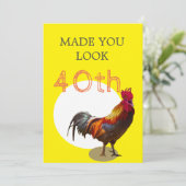 40e mannetje Birthday Fun Rooster Chicken Kaart (Staand voorkant)