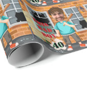 40e Man's Birthday 🎁 Grappig Slecht Jongensportre Cadeaupapier (Rol Hoek)
