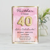 40e meisje: Birthday Pink en Gold Kaart (Staand voorkant)