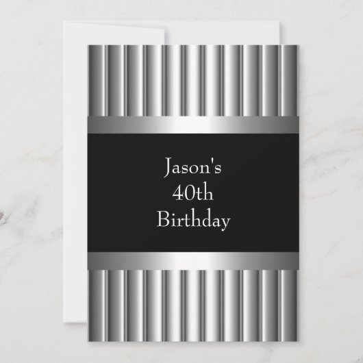 40e Metal Chrome Black White Style Silver Mannen Kaart (Voorkant)