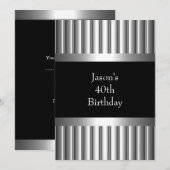 40e Metal Chrome Black White Style Silver Mannen Kaart (Voorkant / Achterkant)