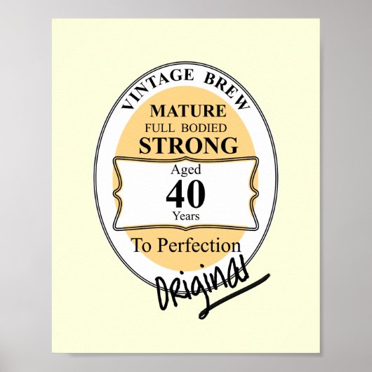 40e mijlpaal op de geboorte Funny BeerLabel Poster (Voorkant)