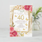 40e mijlpaal Roos gouden glitter veertig verjaarda Kaart (Staand voorkant)