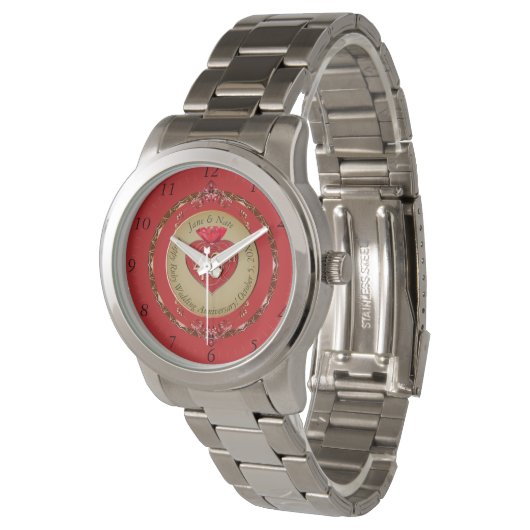 40e of 15e Ruby Jubileum wandklok Horloge (Gekanteld)