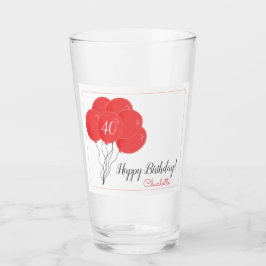 40e of een verjaardagsroze ballon glas