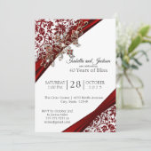 40e Ontwerp van ruby en White Floral Jubileum Kaart (Staand voorkant)