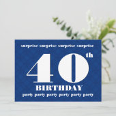 40e OPLEIDING Modern Blue and White Birthday W079 Kaart (Staand voorkant)